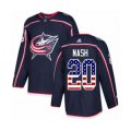 Columbus Blue Jackets #20 Riley Nash Authentic Navy Blue USA Flag Fashion NHL Jersey