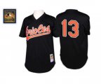 Baltimore Orioles #13 Manny Machado Authentic Black Throwback Baseball Jersey