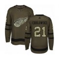 Detroit Red Wings #21 Dennis Cholowski Authentic Green Salute to Service NHL Jersey