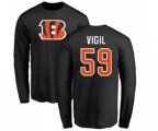 Cincinnati Bengals #59 Nick Vigil Black Name & Number Logo Long Sleeve T-Shirt
