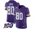 Minnesota Vikings #80 Cris Carter Purple Team Color Vapor Untouchable Limited Player 100th Season Football Jersey