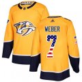 Nashville Predators #7 Yannick Weber Authentic Gold USA Flag Fashion NHL Jersey