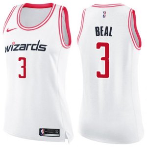Women\'s Washington Wizards #3 Bradley Beal Swingman White Pink Fashion NBA Jersey