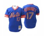 New York Mets #17 Keith Hernandez Authentic Blue Throwback Baseball Jersey