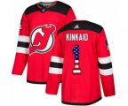 New Jersey Devils #1 Keith Kinkaid Authentic Red USA Flag Fashion Hockey Jersey