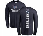 Tennessee Titans #74 Bruce Matthews Navy Blue Backer Long Sleeve T-Shirt