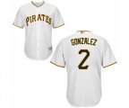 Pittsburgh Pirates #2 Erik Gonzalez Replica White Home Cool Base Baseball Jersey