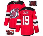 New Jersey Devils #19 Travis Zajac Authentic Red Fashion Gold Hockey Jersey