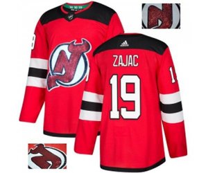 New Jersey Devils #19 Travis Zajac Authentic Red Fashion Gold Hockey Jersey