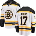 Boston Bruins #17 Milan Lucic Authentic White Away Fanatics Branded Breakaway NHL Jersey