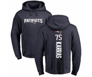 New England Patriots #75 Ted Karras Navy Blue Backer Pullover Hoodie