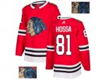 Chicago Blackhawks #81 Marian Hossa Red Home Authentic Fashion Gold Stitched NHL Jersey