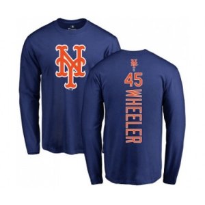 New York Mets #45 Zack Wheeler Royal Blue Backer Long Sleeve T-Shirt