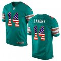 Miami Dolphins #14 Jarvis Landry Elite Aqua Green Alternate USA Flag Fashion NFL Jersey