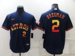 Houston Astros #2 Alex Bregman Number Navy Blue Rainbow Stitched MLB Cool Base Nike Jersey