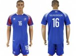 Iceland #16 Sigurjonsson Home Soccer Country Jersey