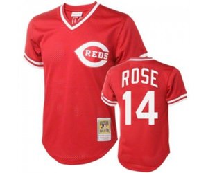 Cincinnati Reds #14 Pete Rose Authentic Red Throwback Baseball Jersey