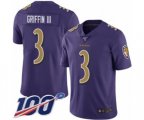 Baltimore Ravens #3 Robert Griffin III Limited Purple Rush Vapor Untouchable 100th Season Football Jersey