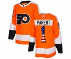 Adidas Philadelphia Flyers #1 Bernie Parent Authentic Orange USA Flag Fashion NHL Jersey