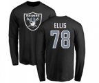 Oakland Raiders #78 Justin Ellis Black Name & Number Logo Long Sleeve T-Shirt