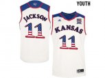2016 US Flag Fashion 2016 Youth Kansas Jayhawks Josh Jackson #11 College Basketball Authentic Jersey - White