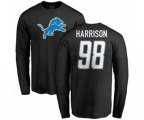 Detroit Lions #98 Damon Harrison Black Name & Number Logo Long Sleeve T-Shirt