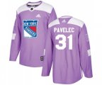 Adidas New York Rangers #31 Ondrej Pavelec Authentic Purple Fights Cancer Practice NHL Jersey