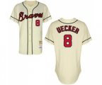 Atlanta Braves #8 Bob Uecker Authentic Cream Throwback Baseball Jersey
