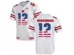 2016 US Flag Fashion-2016 Men's UA Wisconsin Badgers Alex Hornibrook #12 College Football Jersey - White