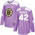 Boston Bruins #42 David Backes Authentic Purple Fights Cancer Practice NHL Jersey