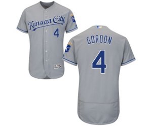 Kansas City Royals #4 Alex Gordon Grey Road Flex Base Authentic Collection Baseball Jersey