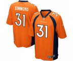 Denver Broncos #31 Justin Simmons Game Orange Team Color Football Jersey