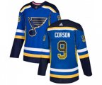 Adidas St. Louis Blues #9 Shayne Corson Authentic Blue Drift Fashion NHL Jersey
