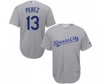 Kansas City Royals #13 Salvador Perez Replica Grey Road Cool Base Baseball Jersey