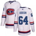 Montreal Canadiens #64 Jeremiah Addison Authentic White 2017 100 Classic NHL Jersey