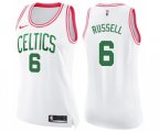 Women's Boston Celtics #6 Bill Russell Swingman White Pink Fashion Basketball Jersey