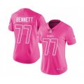 Women New England Patriots #77 Michael Bennett Limited Pink Rush Fashion Football Jersey