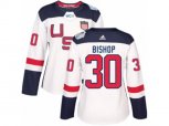 Women Adidas Team USA #30 Ben Bishop Authentic White Home 2016 World Cup Hockey Jersey
