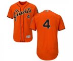 San Francisco Giants #4 Mel Ott Orange Alternate Flex Base Authentic Collection Baseball Jersey