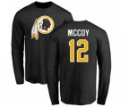 Washington Redskins #12 Colt McCoy Black Name & Number Logo Long Sleeve T-Shirt