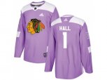 Chicago Blackhawks #1 Glenn Hall Purple Authentic Fights Cancer Stitched NHL Jerse