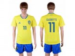 Sweden #11 Guidetti Home Soccer Country Jersey
