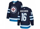 Winnipeg Jets #16 Laurie Boschman Navy Blue Home Authentic Stitched NHL Jersey