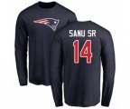 New England Patriots #14 Mohamed Sanu Sr Navy Blue Name & Number Logo Long Sleeve T-Shirt