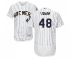 Milwaukee Brewers #48 Boone Logan White Home Flex Base Authentic Collection Baseball Jersey