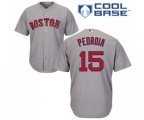 Boston Red Sox #15 Dustin Pedroia Replica Grey Road Cool Base Baseball Jersey