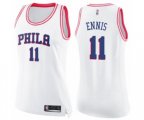 Women's Philadelphia 76ers #11 James Ennis Swingman White Pink Fashion Basketball Jersey