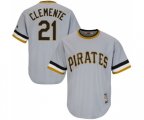 Pittsburgh Pirates #21 Roberto Clemente Replica Grey Cooperstown Throwback Baseball Jersey