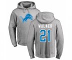 Detroit Lions #21 Tracy Walker Ash Name & Number Logo Pullover Hoodie