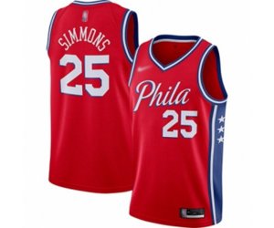Philadelphia 76ers #25 Ben Simmons Swingman Red Finished Basketball Jersey - Statement Edition